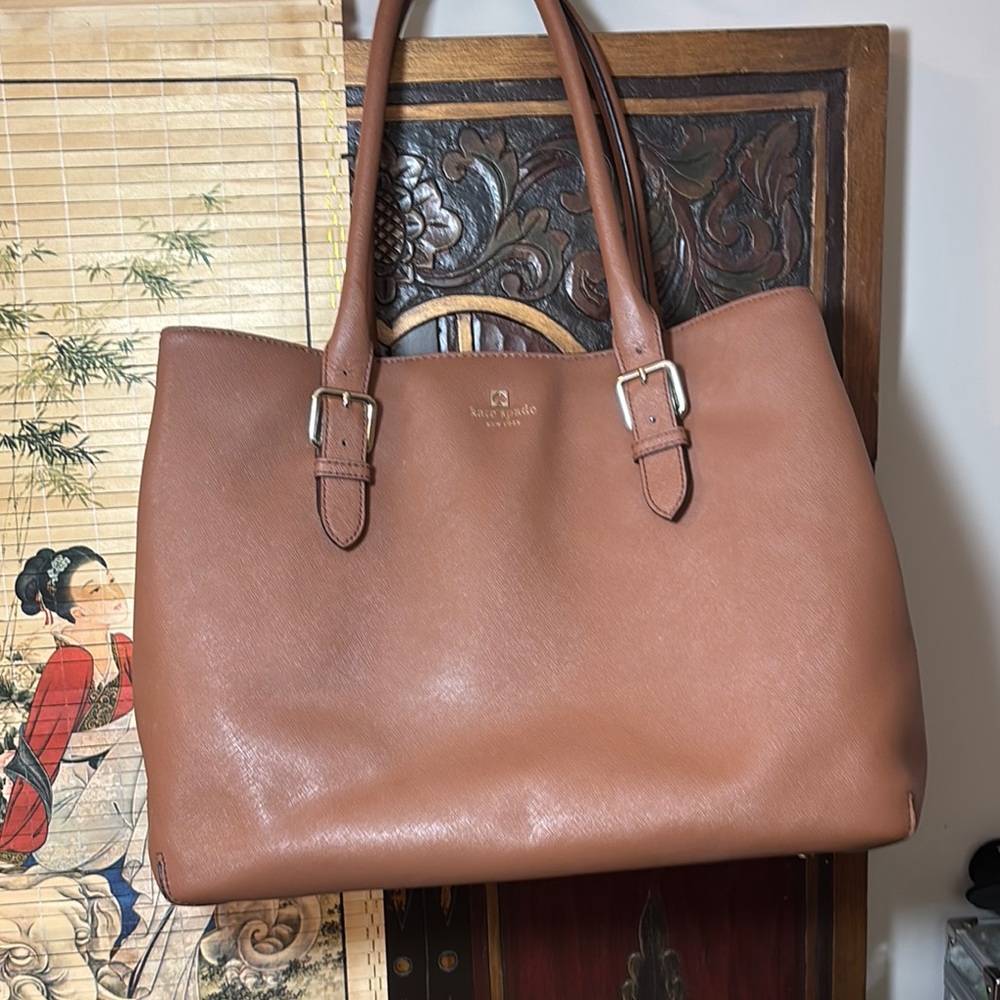 Kate Spade Tote Tan Dune Leather Ariel Structured Design 15”Lx11.5”Hx6”W